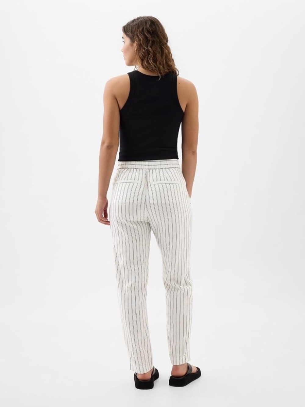 NWOT GAP Women's Easy Pant White Stripe Linen Blend Size Small